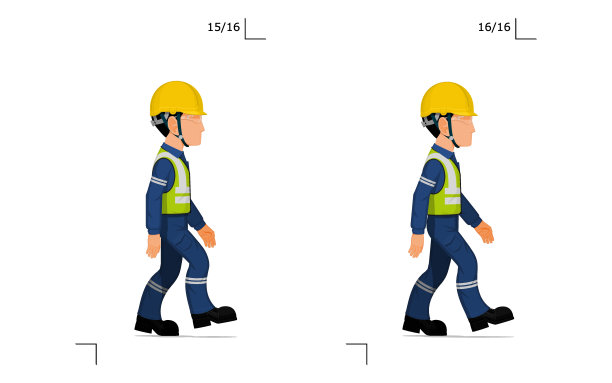 一个产业工人在白色的背景下行走图片下载