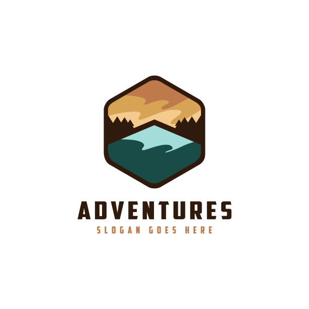 古徽山景观冒险标志图标矢量模板白底图片下载