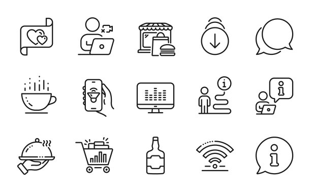 商业图标集包括图标作为餐厅图片下载