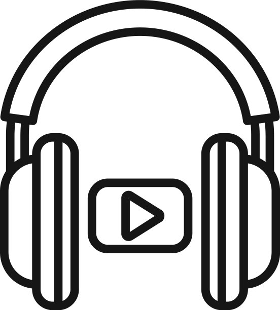 音频收听耳机图标轮廓类图片下载
