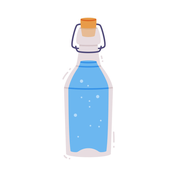 水在玻璃软木塞瓶与水纯液体倒在Vector插图图片下载