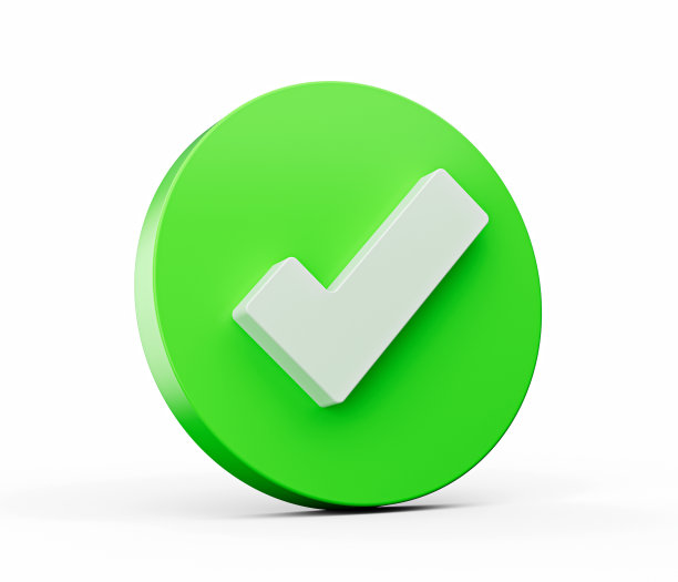绿色复选标记图标孤立在白色背景。三维演示图片下载