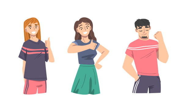 竖起大拇指表示赞同的男女矢量图图片下载