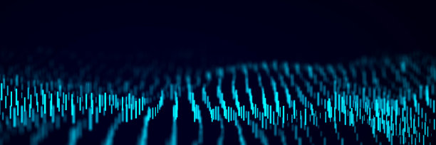 摘要黑色背景上蓝色垂线的动态波流。数字波背景概念。大数据可视化。3 d渲染。图片下载