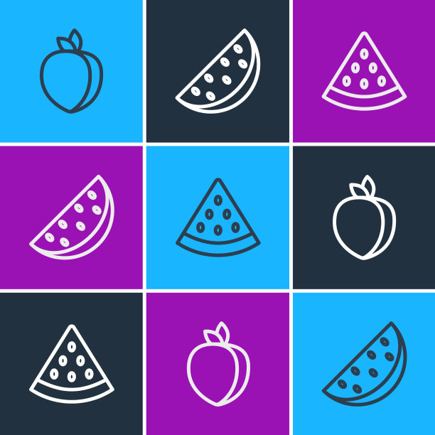 设置线李子水果西瓜和图标图片下载