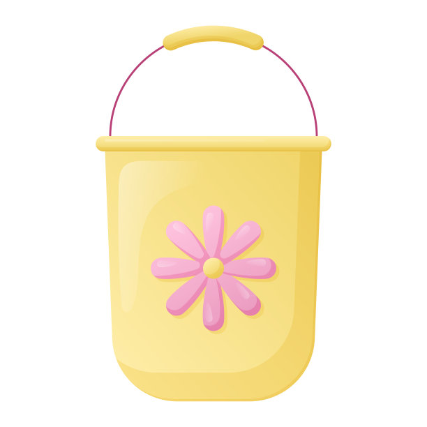 婴儿玩具黄色桶，可爱矢量孤立插图。图片下载
