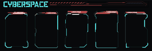 HUD未来元素基本通信概念向量集。图片下载