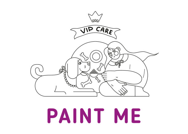 涂色书坐女孩喂狗用勺子图片下载