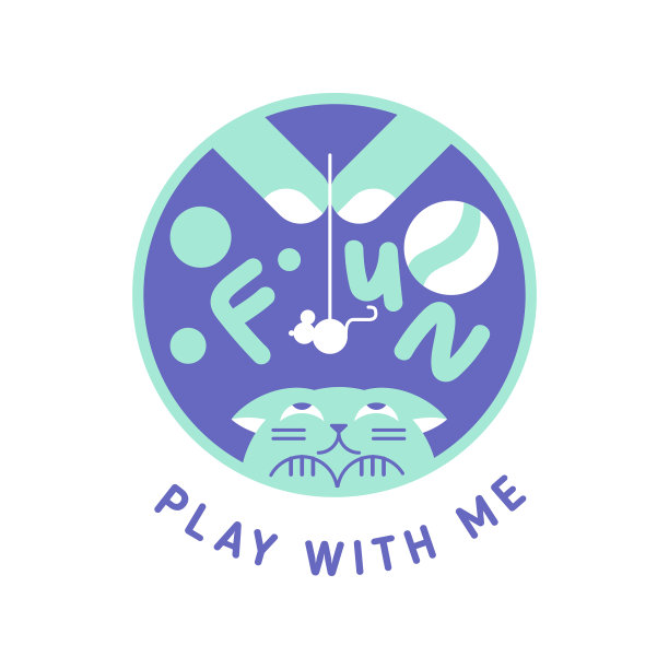 圆形标志与有趣的游戏与猫的形象图片下载