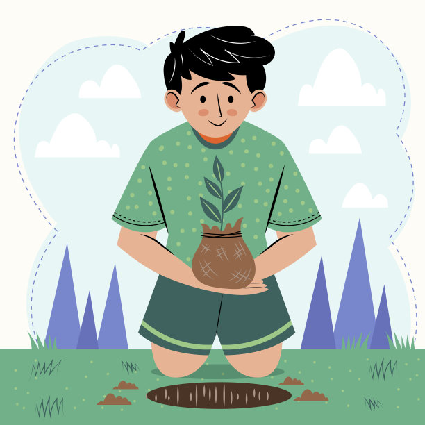 手绘平面设计树木种植图片下载