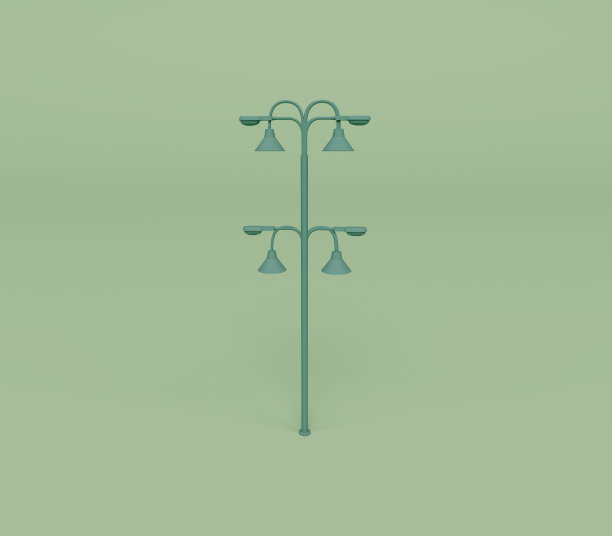 3d渲染路灯孤立在粉彩背景，3d背景最小场景图片下载