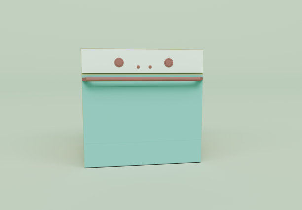 3d渲染厨房灶台孤立在粉彩背景，3d背景最小场景图片下载