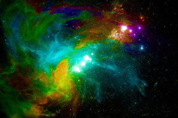 宇宙由恒星、黑洞、星云、螺旋星系、银河系、行星组成图片下载