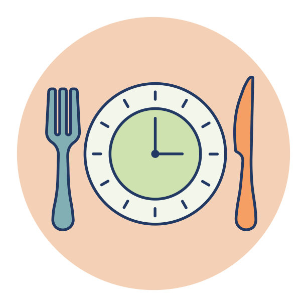 盘子与刀叉与时钟的图标图片下载