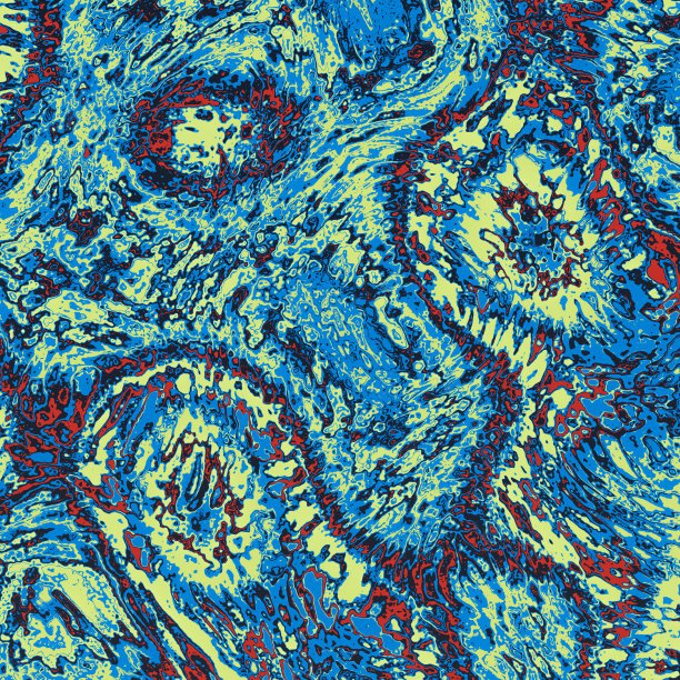 迷幻扭曲水波扎染风格蓝红黄抽象背景插图图片下载