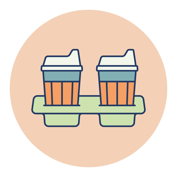 两杯咖啡在stand flat icon图片下载