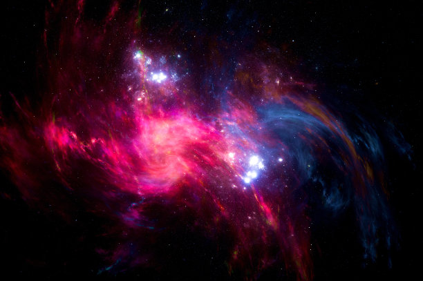 宇宙由恒星、黑洞、星云、螺旋星系、银河系、行星组成图片下载