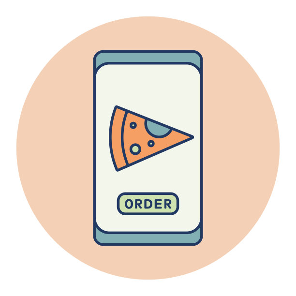 快餐外卖服务平面图标披萨片图片下载