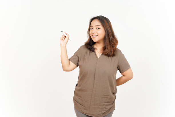 《白底孤立的亚洲美女》在线教学图片下载