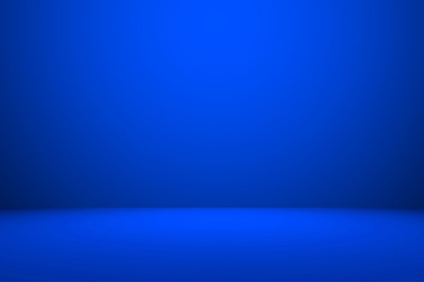 抽象的蓝色背景。空的蓝色渐变室工作室背景。抽象背景，蓝色房间工作室背景图片下载