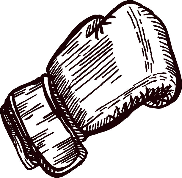 拳击手套击打素描孤立运动图片下载