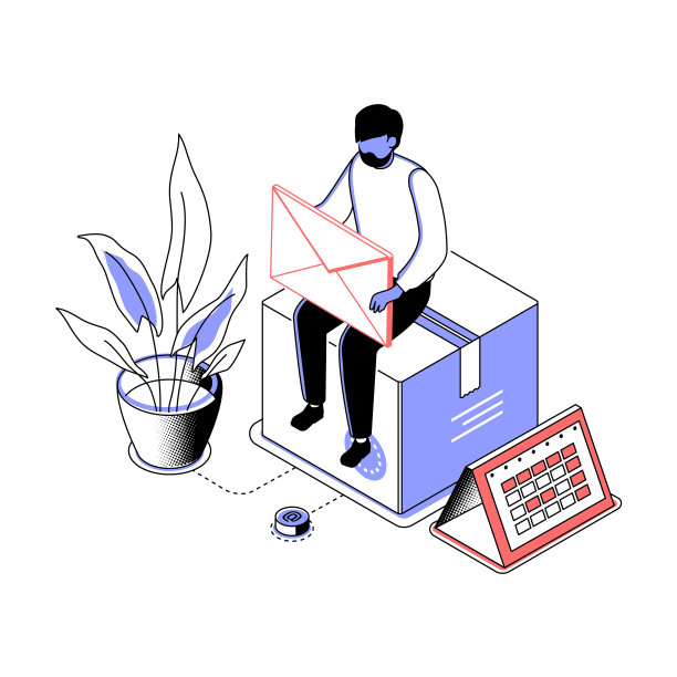 电子邮件营销-现代线等距设计图片下载