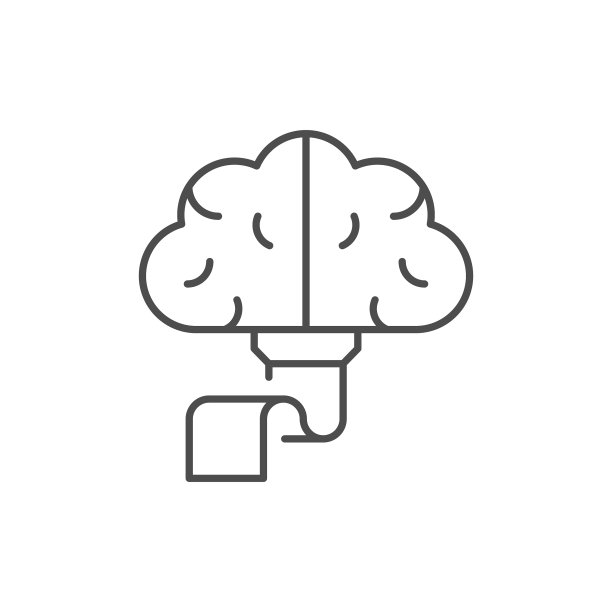 数字大脑线条轮廓图标图片下载