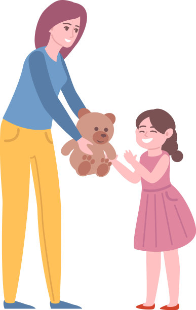 一个女人给一个小女孩泰迪熊图片下载
