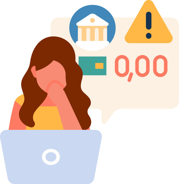 女人看着空空的银行账户破产图片下载