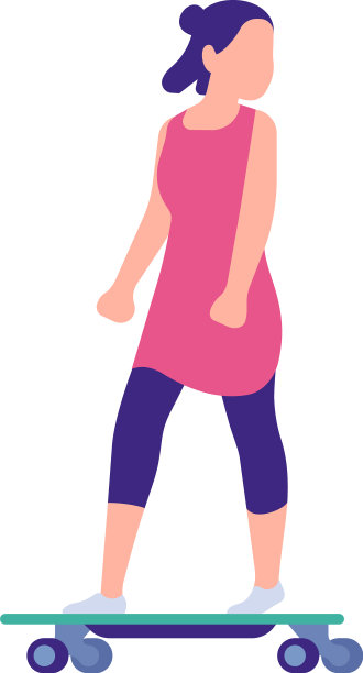 年轻女子在滑板女孩骑街图片下载