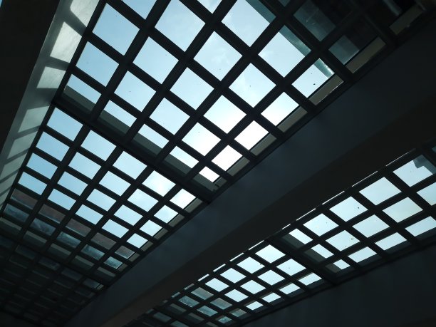 美丽的玻璃屋顶设计在机场候机室的一部分，创造了一个甜蜜的阴影效果。图片下载