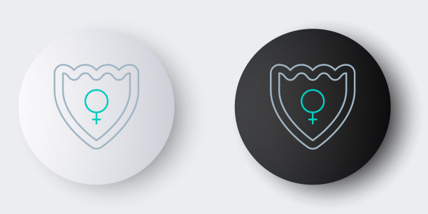 线性别盾女性图标孤立在灰色上图片下载