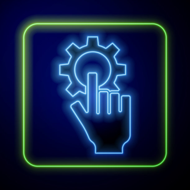 发光霓虹灯设置在手腕上孤立的图标上图片下载