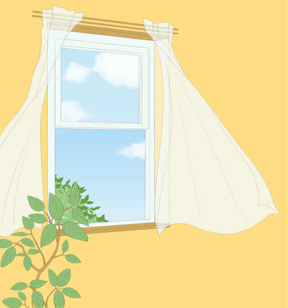 一扇可以看到天空的窗户的插图图片下载