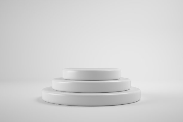 白色房间背景上的现代平台展台，用于空产品货架或展览舞台背景，3D渲染图片下载