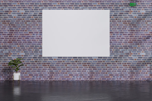 3d渲染的大大厅与硬木地板和模型海报框架。图片下载