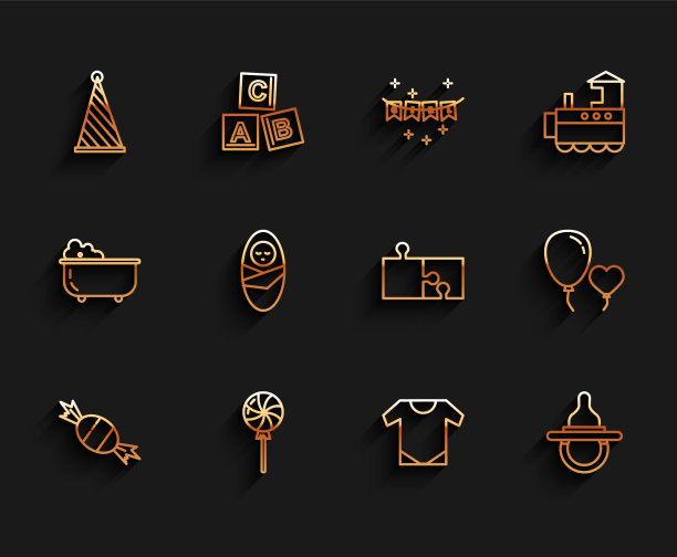 设定线糖果棒棒糖派对帽子婴儿连体衣图片下载