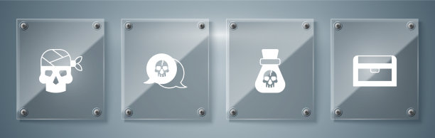 古董宝箱海盗币头骨和图片下载