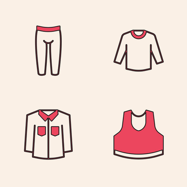 设置汗衫打底裤毛衣和衬衫图标图片下载