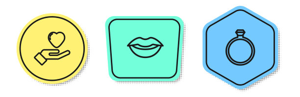 手握线心微笑唇和钻石图片下载