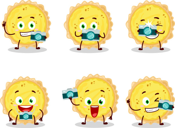 摄影师职业表情与奶酪挞图片下载