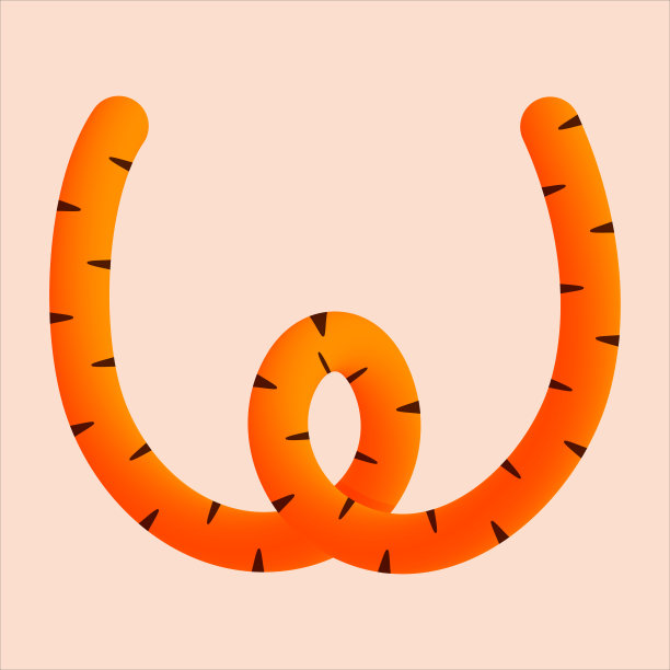 W字母虎尾设计。向量动物，野生动物隔离字体的标志，应用程序的标志，野生动物的概念，动物海报头条等图片下载