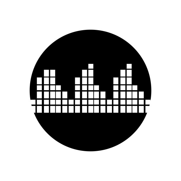 音乐声波标志图标矢量，扬声器和耳机图片下载