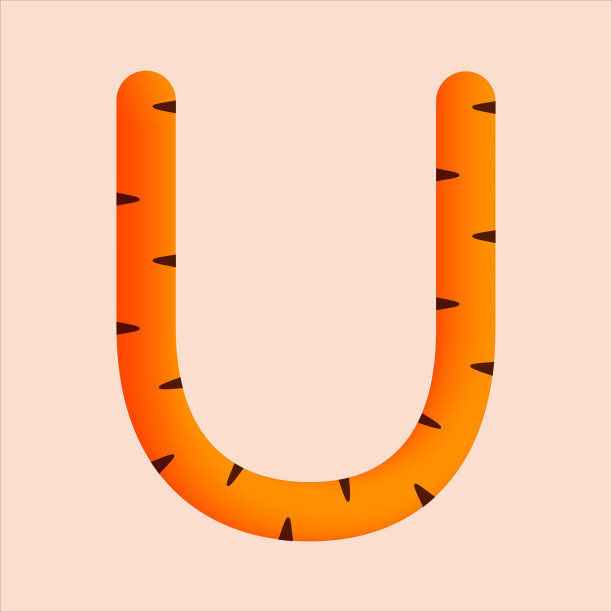 U字虎尾设计。向量动物，野生动物隔离字体的标志，应用程序的标志，野生动物的概念，动物海报头条等图片下载
