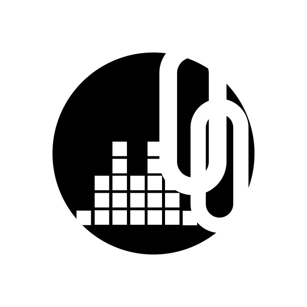 音乐声波标志图标矢量，扬声器和耳机图片下载