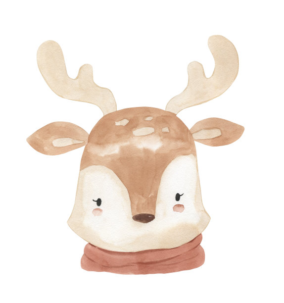 水彩鹿。儿童动物插画图片下载