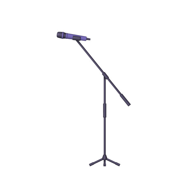 3D语音麦克风与立场孤立的白色背景图片下载