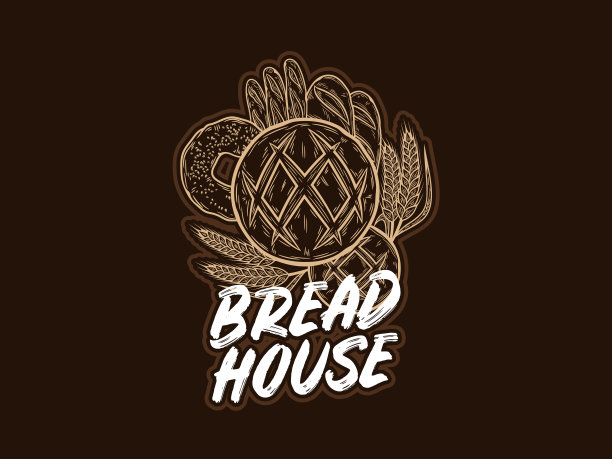 面包店和面包徽章设计图片下载
