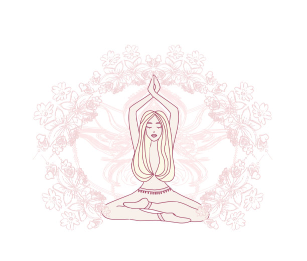 美丽的女孩在做瑜伽——艺术的旗帜图片下载