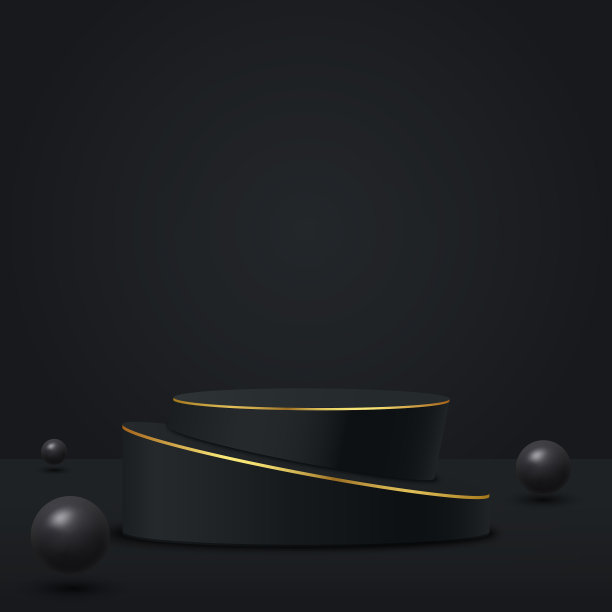 3d抽象工作室与黑色基座图片下载